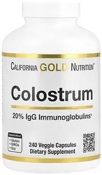 Молозиво з 20 % імуноглобулінів IgG (Colostrum), 240 рослинних капсул California Gold Nutrition