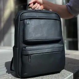 Чоловічий шкіряний рюкзак для ноутбука і подорожей Tiding Bag SB-133863 чорний