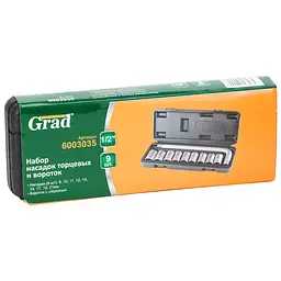 Набір насадок торцевих Grad 1/2" 9 шт + вороток (кейс) (6003035) - мініатюра 6
