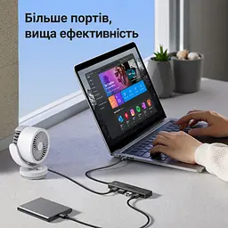 USB-хаб UGREEN CM219 USB-концентратор со входным штекером USB-A 3.0 для подключения к хосту и выходными гнёздами USB-A 3.0 4 порта с общей для них пропускной способностью передачи данных до 5 Гбит/с не предназначен для зарядки устройств поддерживает жёсткий диск ёмкостью 12 ТБ LED-индикаторы Plug & Play встроенный кабель длиной 15 см чёрный (25851) - миниатюра 10