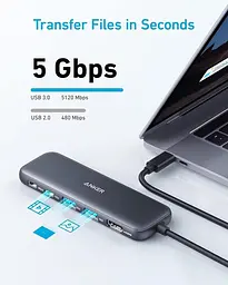 Мультипортовий адаптер - хаб - порт реплікатор Anker 332 Usb-C Hub 5-in-1 (A8355011) - мініатюра 4