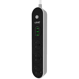 Мережевий фільтр LDNIO SC3301, 3 Розетки + 3 USB, 1.6 м, перетин 3х0,75мм, Black, Box
