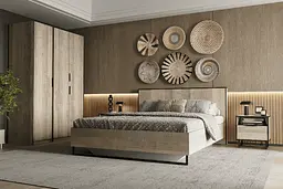 Ліжко двоспальне Moreli Forte F-0010 у стилі Loft на металевих ніжках 1680х980х2126 мм Дуб Гранж Пісочний - мініатюра 2