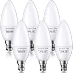 Світлодіодна лампа-свічка Plusluck E14, холодний білий колір, 6000 К, 6 Вт 600Lumens, еквівалент галогенних ламп 60 W