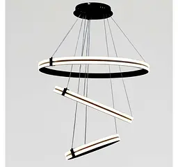 Велика триярусна LED люстра MD78099/80+60+40BK Artlight із чорними кільцями - мініатюра 4
