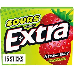 Жувальна гумка Extra Sours Strawberry Sugar Free Chewing Gum 15 стіків