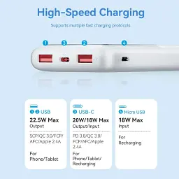 Універсальна мобільна батарея Vention 10000mAh PD QC 3.0 White (FHKW0) - мініатюра 8