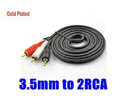 Кабель AUX Audio TRS - RCAx2 M/M 3.0 м чорний - мініатюра 2