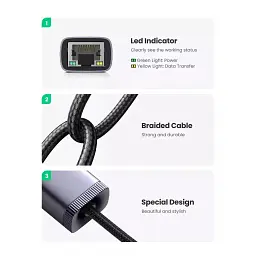 Перехідник USB-C to RJ45 Ethernet 1000Mbps gray Ugreen (40322)