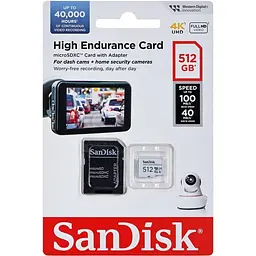 Карта пам'яті SanDisk microSDXC High Endurance 512GB UHS-I U3 V30 + SD Adapter (SDSQQNR-512G-GN6IA) [136567] - мініатюра 4