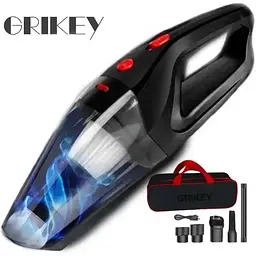 Автомобільний пилосос Grikey портативний 7W для сухого/вологого прибирання з 2 насадками 8кПа 120W Чорний (GK600) - мініатюра 2