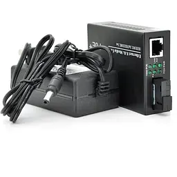 Медіаконвертер POE, FT-1G1EPS-20, SC 20km, Fast Ethernet 10/100/1000 Мбит/с, + блок живлення 48В, 2,5А (0 +70 ° C), + перехідник, Q60