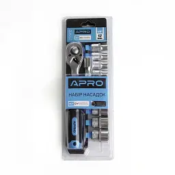 Набір насадок з тріскачкою Apro CrV 1/2" 90T 12 шт. 30412 - мініатюра 5