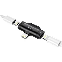 Перехідник розгалужувач аудіо Hoco Dual Lightning digital audio converter LS31 чорний адаптер - мініатюра 3