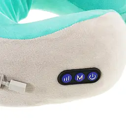 Дорожня Подушка під шию - роликовий + вібро масажер шиї USB, зелений - мініатюра 4
