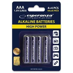 Батарейка Esperanza AAA LR03 Alkaline * 8 (EZB104) - мініатюра 3
