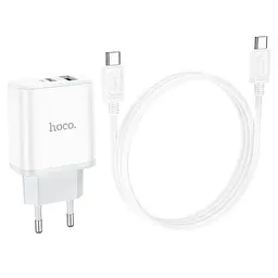 Зарядний адаптер Hoco C105A 20W Type-C і USB зі швидким заряджанням і LED-підсвіткою - мініатюра 5