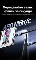 Кабель UGREEN L529 USB-C - USB-C PD 100 Вт з дисплеєм 1 м чорно-сірий (65862) - мініатюра 8