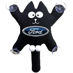 Іграшка на присосці Кіт Саймон XL Ford Жирний Кіт Чорний (Кольоровий логотип 3D)