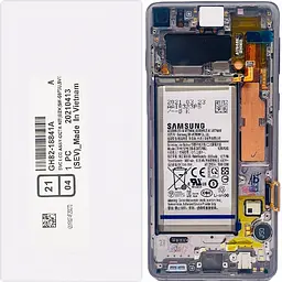 Дисплей Samsung G973 Galaxy S10 чорний, Amoled, оригінал, сервісне пакування, з рамкою, Prism Black, GH82-18841A, з аккумулятором
