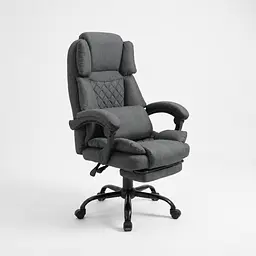 Крісло комп'ютерне DEXON ELITE з тканини, з поперековою подушкою, з підставкою для ніг, Темно-сірий