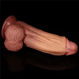 Фалоімітатор LoveToy Dual layered Platinum Silicone 24.5 см тілесний - мініатюра 2