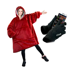 Плед із капюшоном Huggle Hoodie + Рукавички для сенсорних екранів iGlove