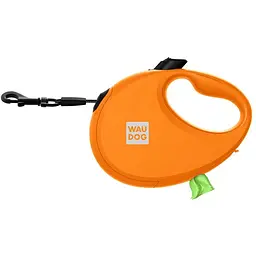 Повідець-рулетка для собак Waudog R-leash з контейнером для пакетів, світловідбивна стрічка, S, до 12 кг, 3 м, помаранчевий