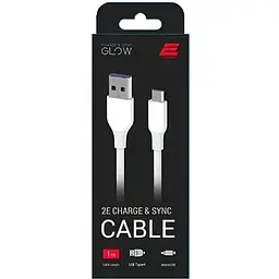 Кабель 2E USB-A - microUSB Glow 1m White - мініатюра 2