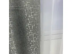 Льняні мармурові блекаут штори темно-сірого кольору 2шт. 150х270 з білим шифоновим тюлем 400х270, на ALBO pbe0052663 - мініатюра 10