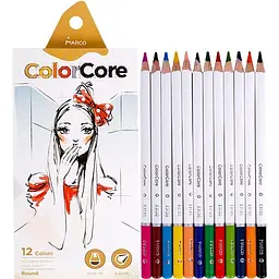 Олівці кольорові "Marco ColorCore" 12 кол. /3130-12СВ-В/ d=4.0 круглі (дівчина) (1/12/144)