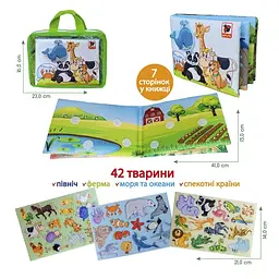 Дитяча м'яконабивна розвиваюча книжка "Тварини" МС 070301-03, 7 сторінок 42 тварини - мініатюра 2