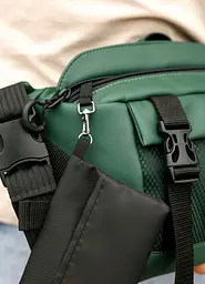 Велика чоловіча сумка бананка Sambag DynamicDart зелена 38 × 21 × 7 см (80411007m) - мініатюра 7