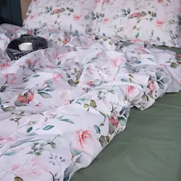 Простирадло на гумці MirSon Поплін 00-9 Birds and Flowers 70х130 см зелене (2200009709562) - мініатюра 5