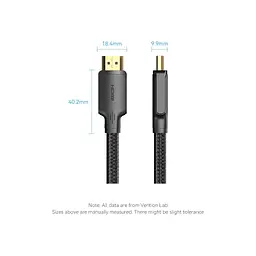 Кабель мультимедійний HDMI M to HDMI M 10.0m 4K30Hz cotton braided black Vention (ALLBL) - мініатюра 7
