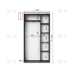 Шафа-купе Idea серія 5 110 x 45 x 210 см Антрацит - мініатюра 2