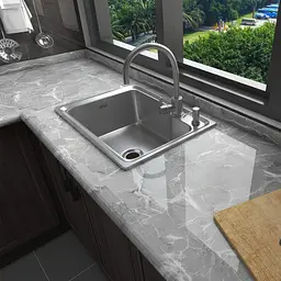 Самоклеюча плівка Сірий мармур 60×300 см, глянцева, для кухні та стільниці - мініатюра 3
