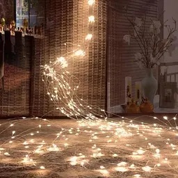 Роса пучок 2 метри 10 ниток Niki Light кінський хвіст з пультом керування 200 Led гірлянда для ялинки на 8 режимів теплий білий - мініатюра 10