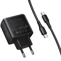 МЗП Hoco C158A Upgrade PD45W (1USB-A/1C) + кабель Type-C to Type-C Black - мініатюра 6