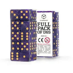 Набір кубиків Q-Workshop Full Pack D6s: Shimmering Purple&Gold (20 шт.) (S20605)