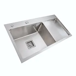 Кухонна мийка Platinum Handmade 780x430x220 L нержавійка (квадратний сифон,3.0/1.0), Нержавіюча сталь - мініатюра 3