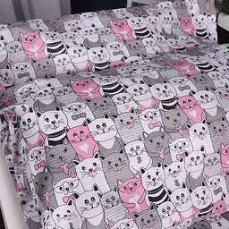 Комплект постільної білизни MirSon Kids Time 17-0670 GrayPink Kitties 110 x 140 см (2200010182262) - мініатюра 3