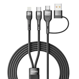 Кабель для заряджання та обміну даними USB Yoki YK-UN91 UNIVERSE USB-A/Type-C to Type-C/Lightning 100W 5A/20V 1.2 m Чорний