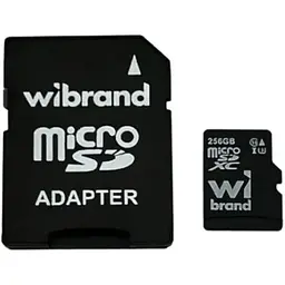 Карта пам'яті Wibrand microSDXC, 256Gb, Class10 UHS-I U3, SD адаптер (WICDHU3/256GB-A)
