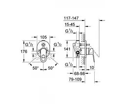 Змішувач прихованого монтажу Grohe Bau Classic 29047000, Хром - мініатюра 2