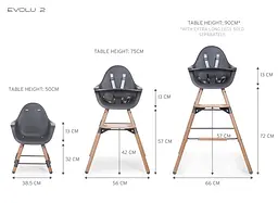 Стілець для годування Childhome Evolu 2 з бампером антрацит (CHEVOCHNA) - мініатюра 8