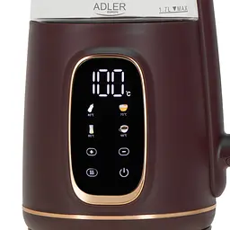 Електричний скляний чайник Adler AD 1305, 1.7 л, регулювання температури, бордовий - мініатюра 2