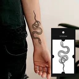 Тату тимчасове Змія Tattooshka L-5 10 см Чорний shop (5805800012759) - мініатюра 3