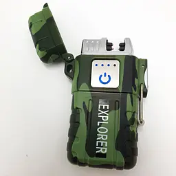 Запальничка електроімпульсна USB сенсорна електрична акумуляторна 2 дуги в подарунковій коробці UKC EXPLORER 6863 камуфляжна