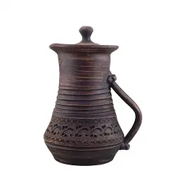 Глечик (компотник) з кришкою глиняний 1,5л (декор) KR5004-2